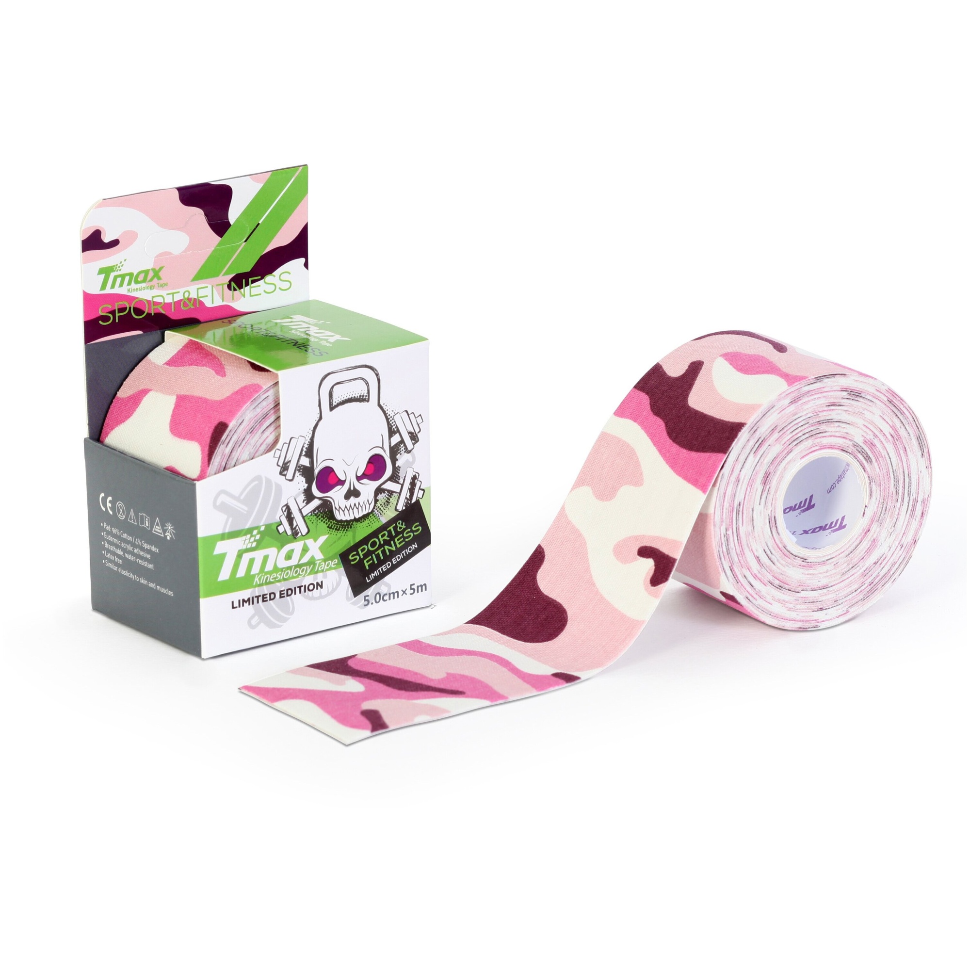423426 Кинезио-тейп KV+ Tmax Patten камуфляж 5cm/5m роз/красн/белый р.5 м
