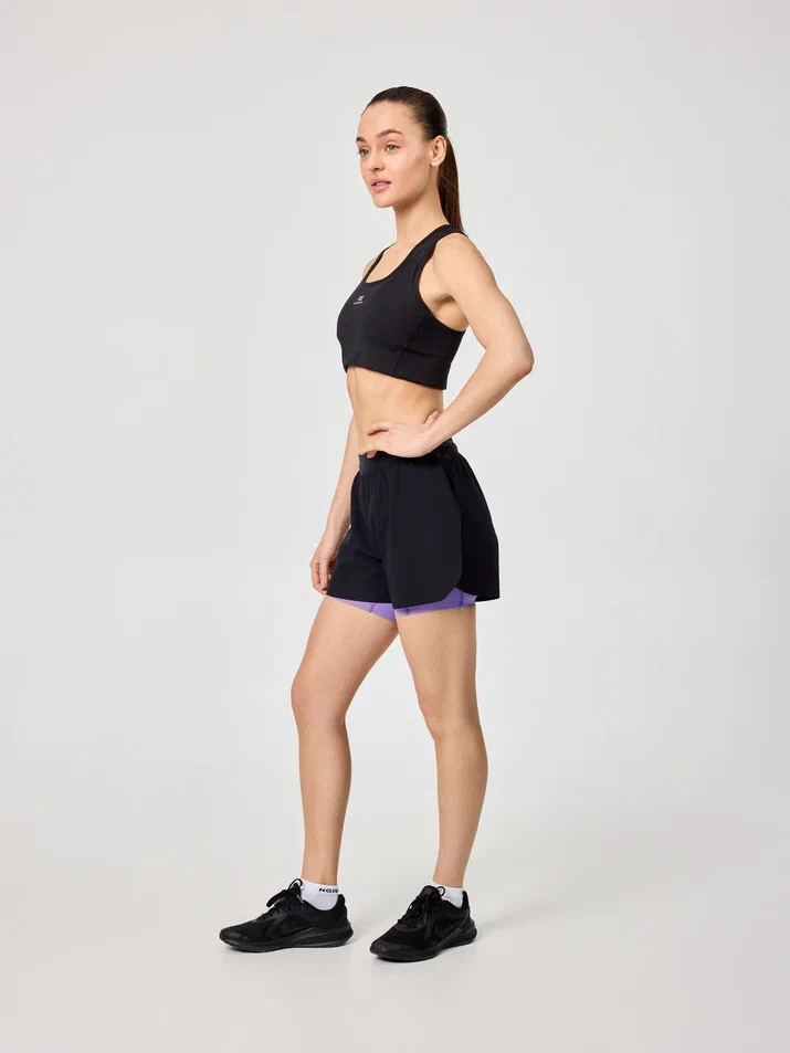 NSW1108827 Шорты 2 в 1 NORDSKI Road Black/Lavender W